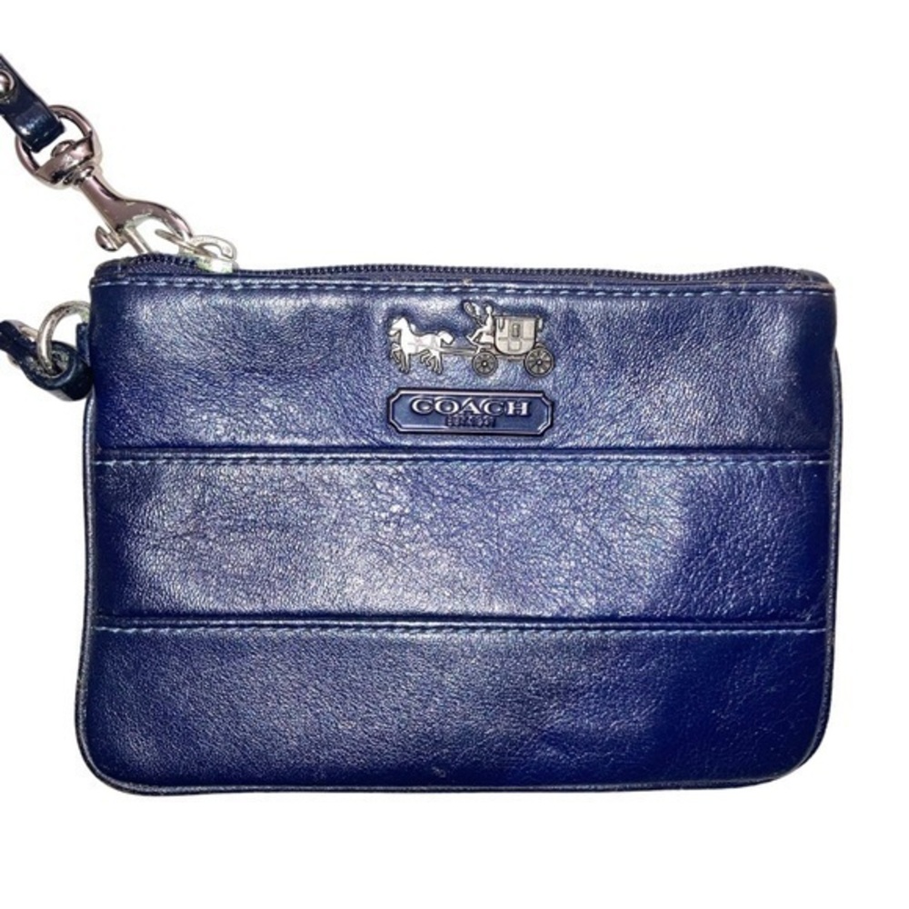 Coach Madison purple leather wristlet bag